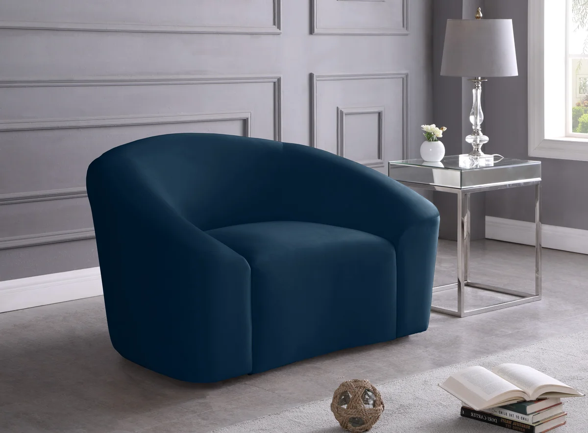 Riley - Velvet Chair - Navy - View 2