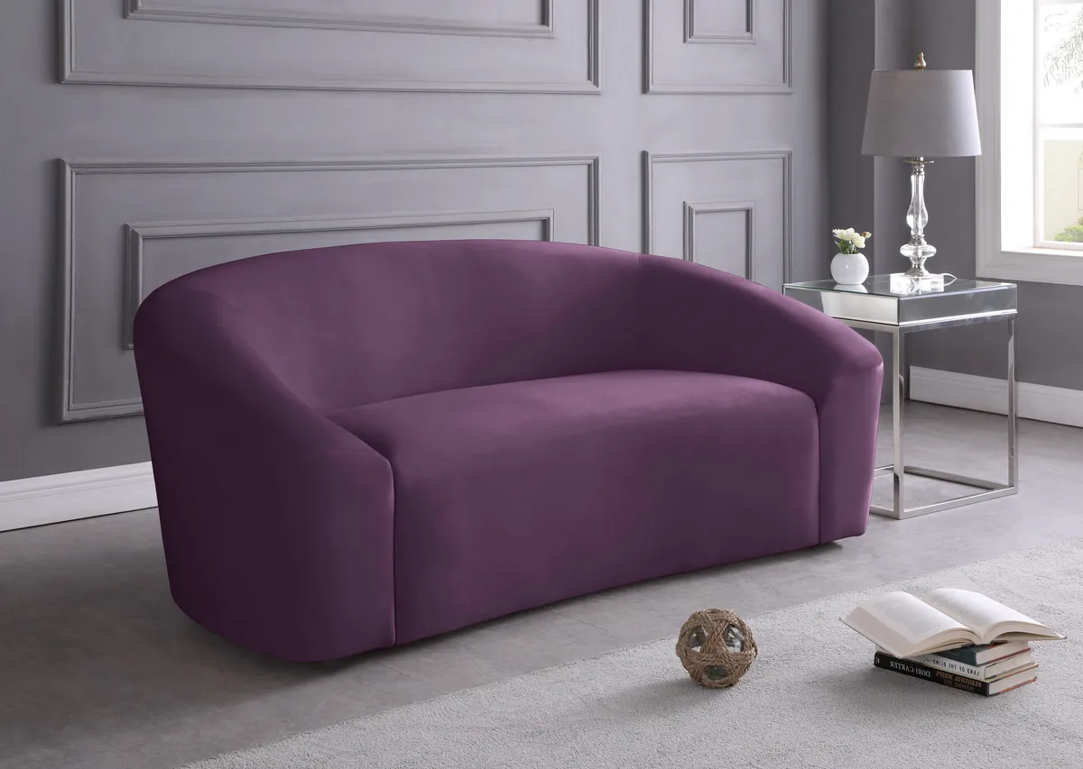 Riley - Velvet Loveseat - Purple - View 2