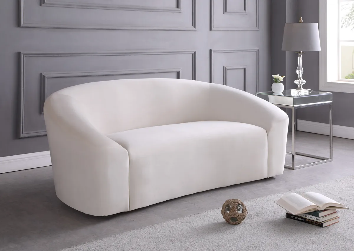 Riley - Velvet Loveseat - Cream - View 2