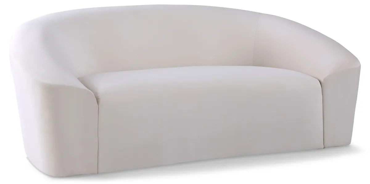 Riley - Velvet Loveseat - Cream