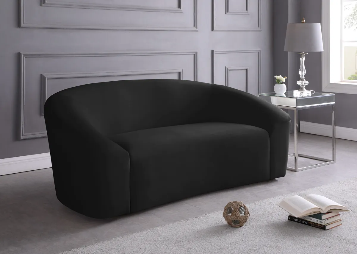 Riley - Velvet Loveseat - Black - View 2