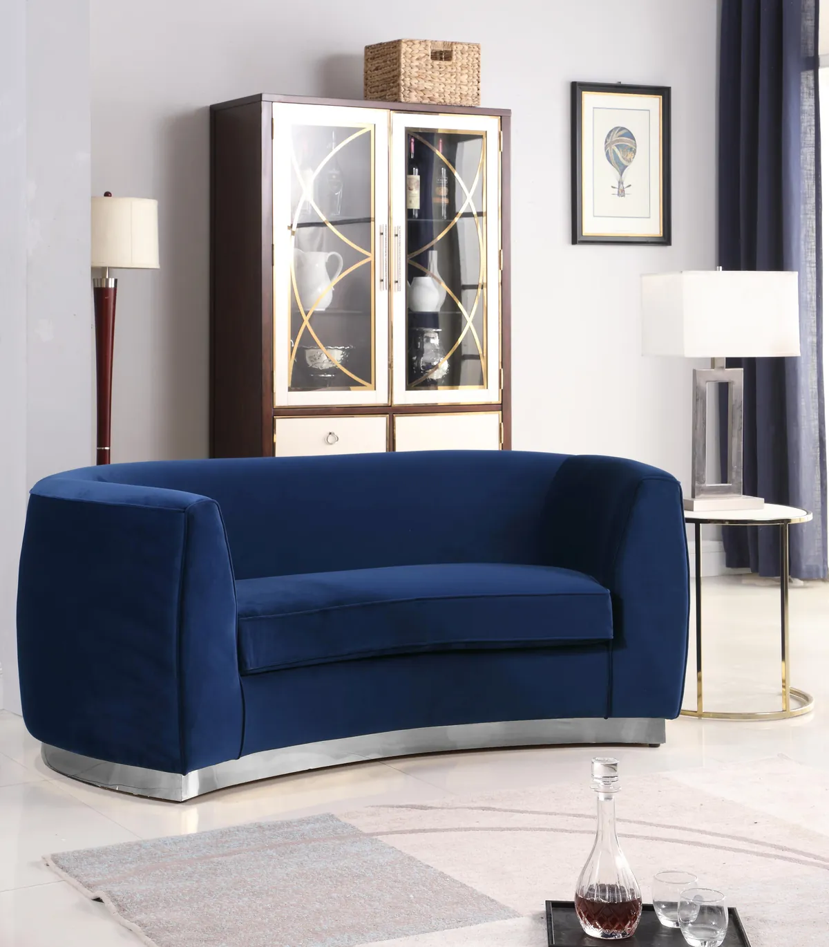 Julian - Loveseat - Navy - Fabric. - View 2
