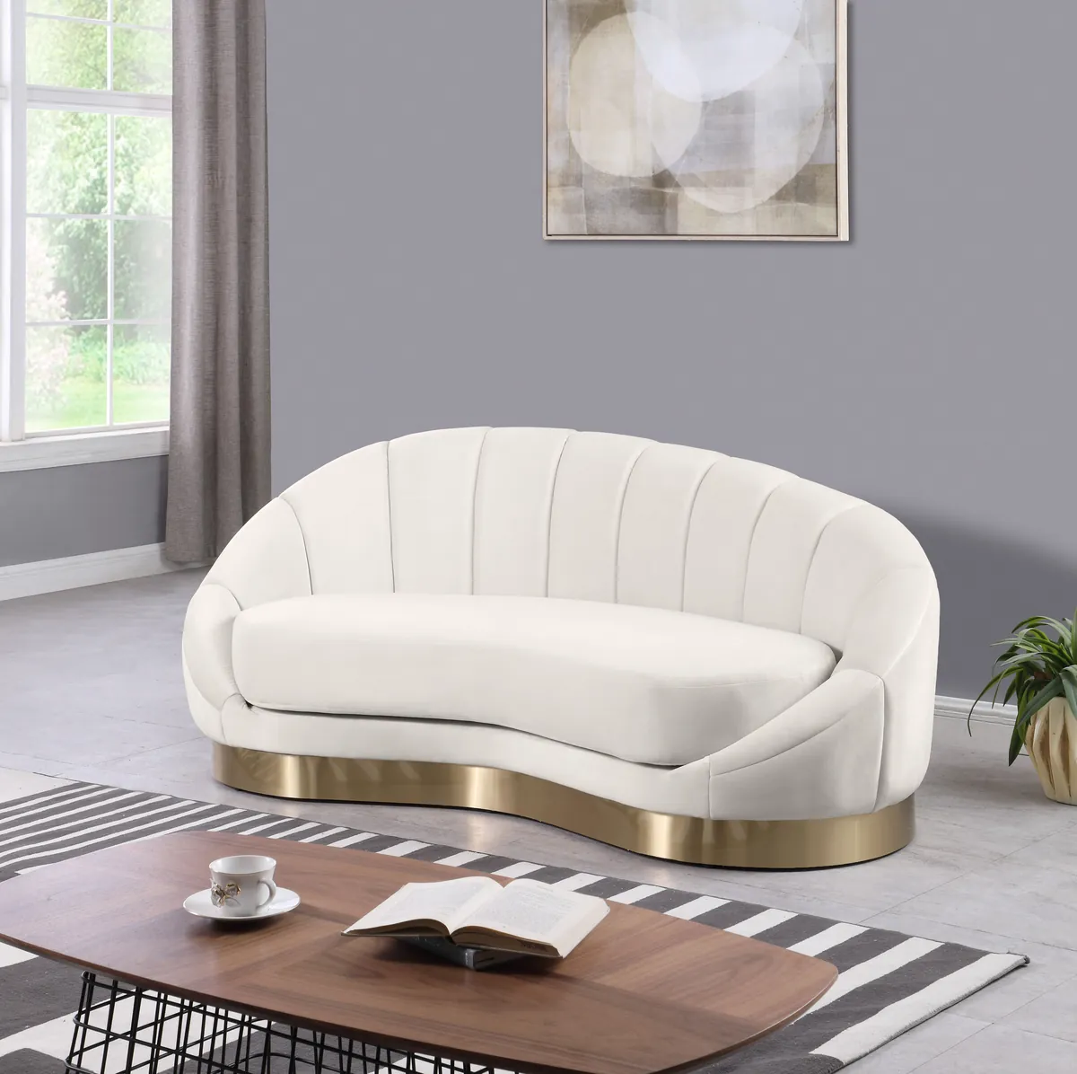 Shelly - Chaise - Cream - View 2