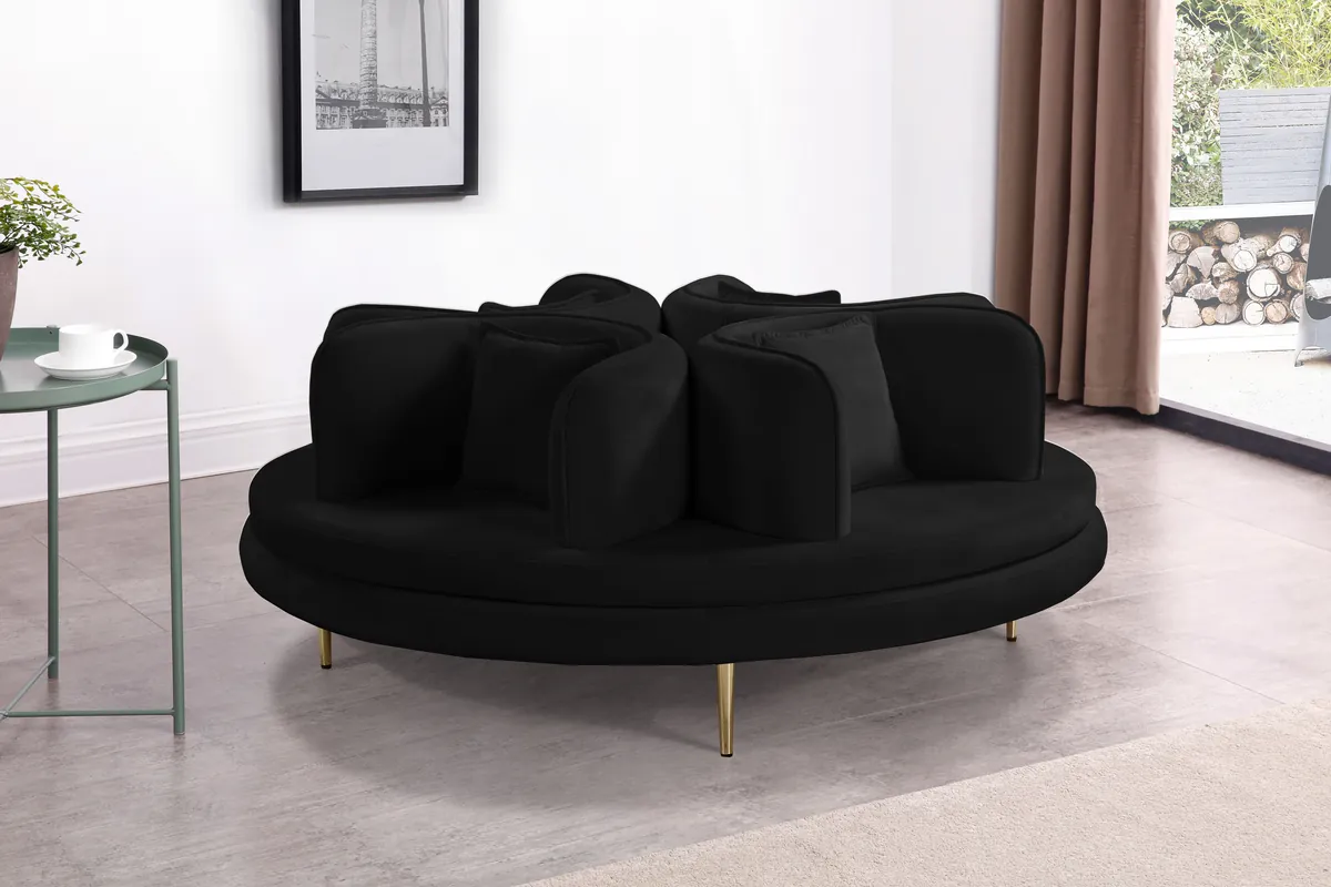 Circlet - Round Sofa Settee - Black - View 2