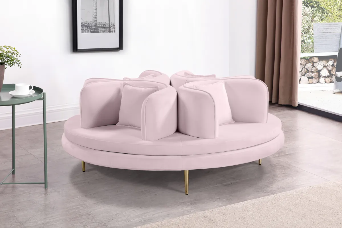 Circlet - Round Sofa Settee - PInk - View 2