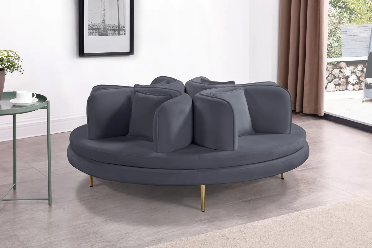 Circlet - Round Sofa Settee - Gray - View 2