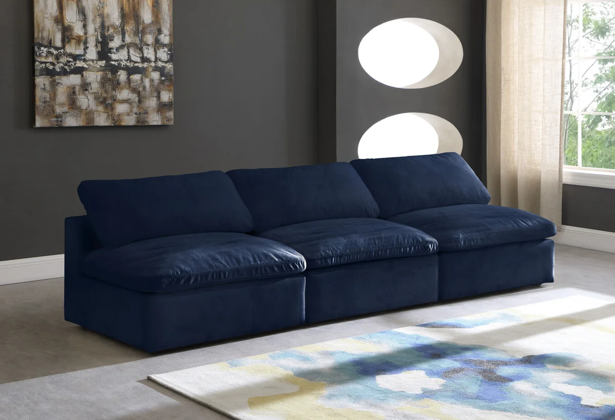 Cozy - Modular 3 Seat Armless Sofa - Navy - View 2