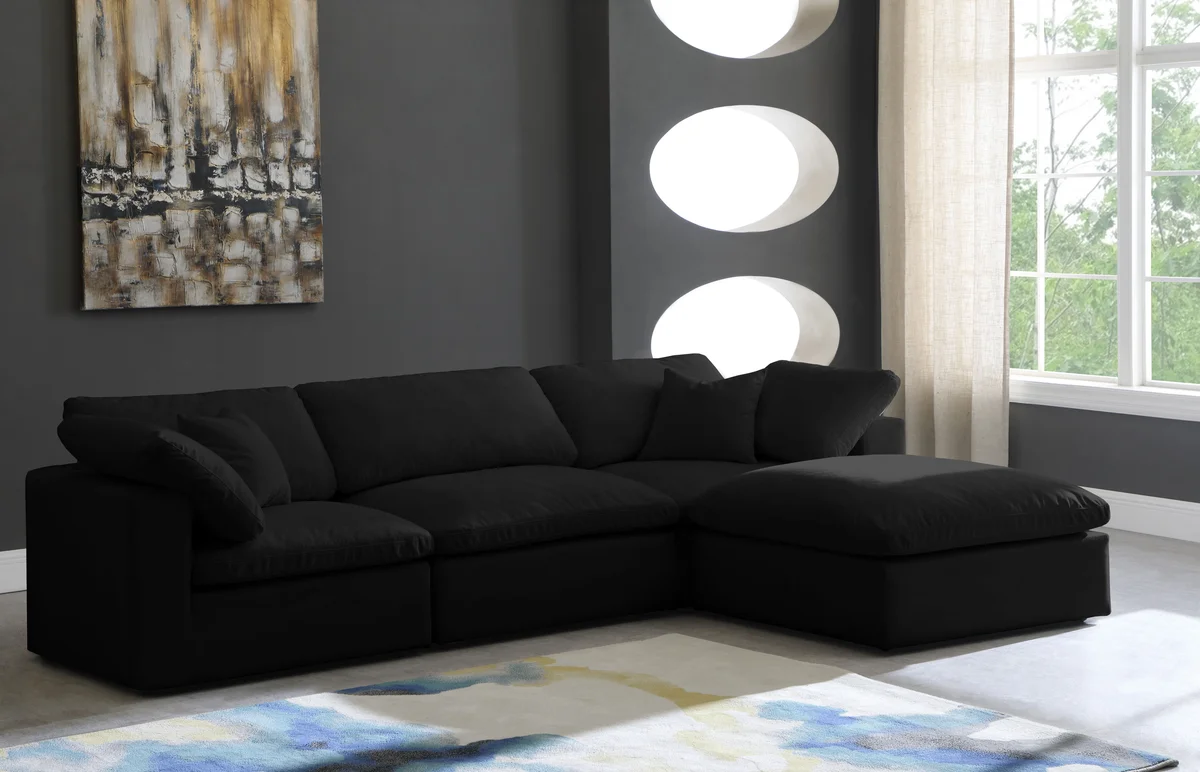 Cozy - 4 Piece Modular Sectional With Chaise - Black - View 2