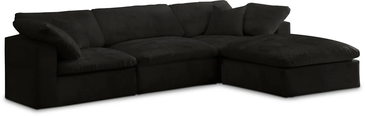 Cozy - 4 Piece Modular Sectional With Chaise - Black