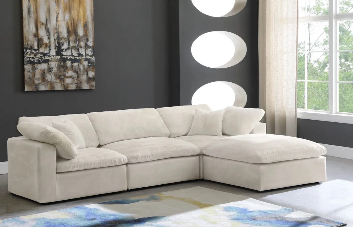 Cozy - 4 Piece Modular Sectional With Chaise - Cream - View 2