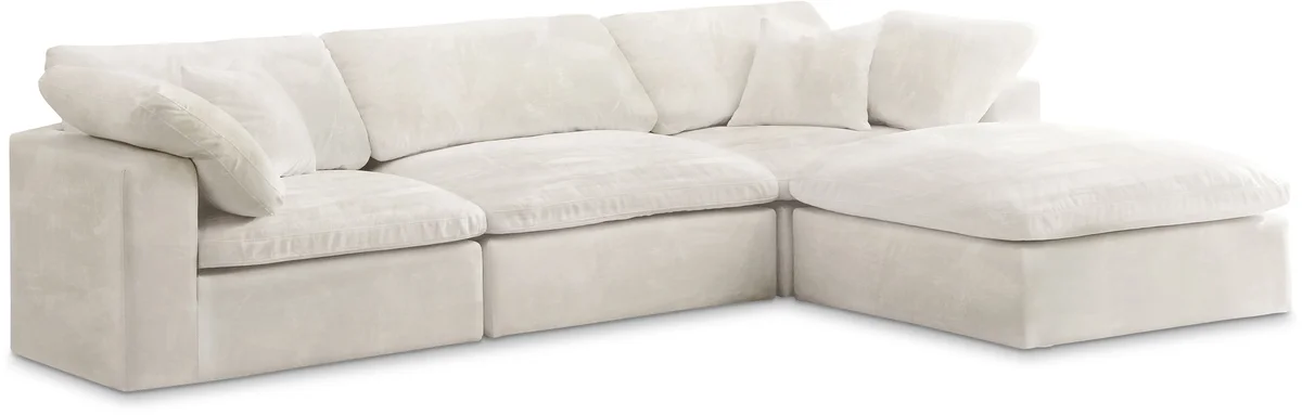 Cozy - 4 Piece Modular Sectional With Chaise - Cream