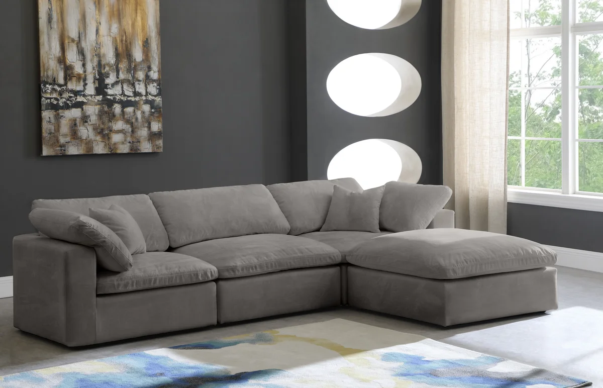 Cozy - 4 Piece Modular Sectional With Chaise - Gray - View 2