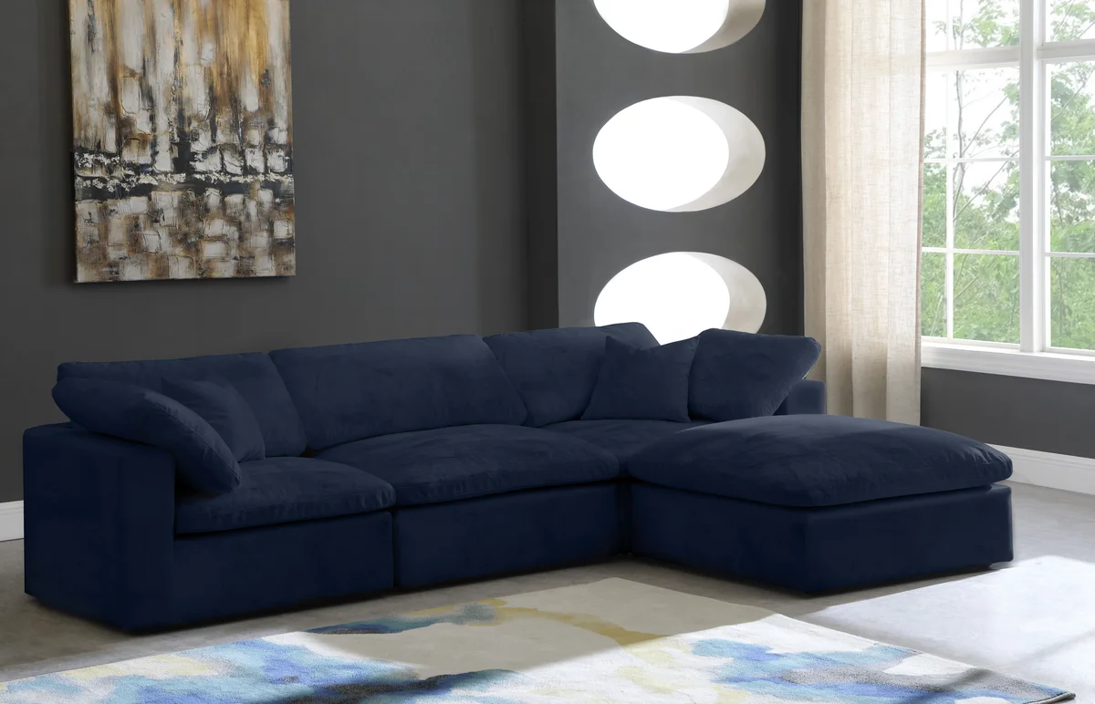 Cozy - 4 Piece Modular Sectional With Chaise - Navy - View 2