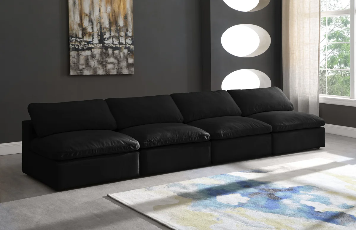 Cozy - Modular 4 Seat Armless Sofa - Black - View 2