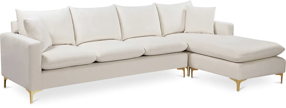 Naomi - 2 Piece. Reversible Sectional - Cream