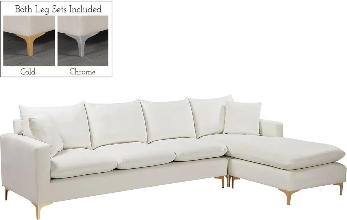 Naomi - 2 Piece. Reversible Sectional - Cream
