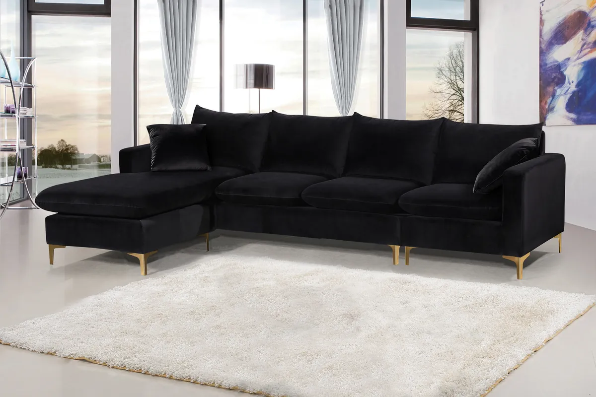 Naomi - 2 Piece. Reversible Sectional - Black