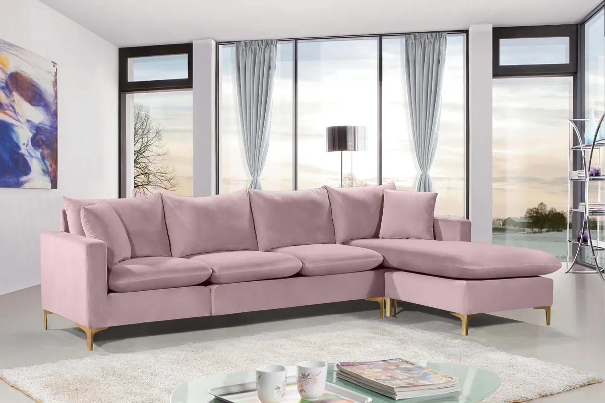 Naomi - 2 Piece. Reversible Sectional - Pink