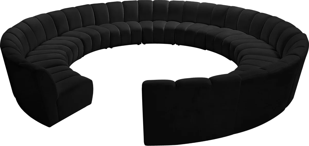Infinity - 12 Piece Modular Sectional - Fabric - Black