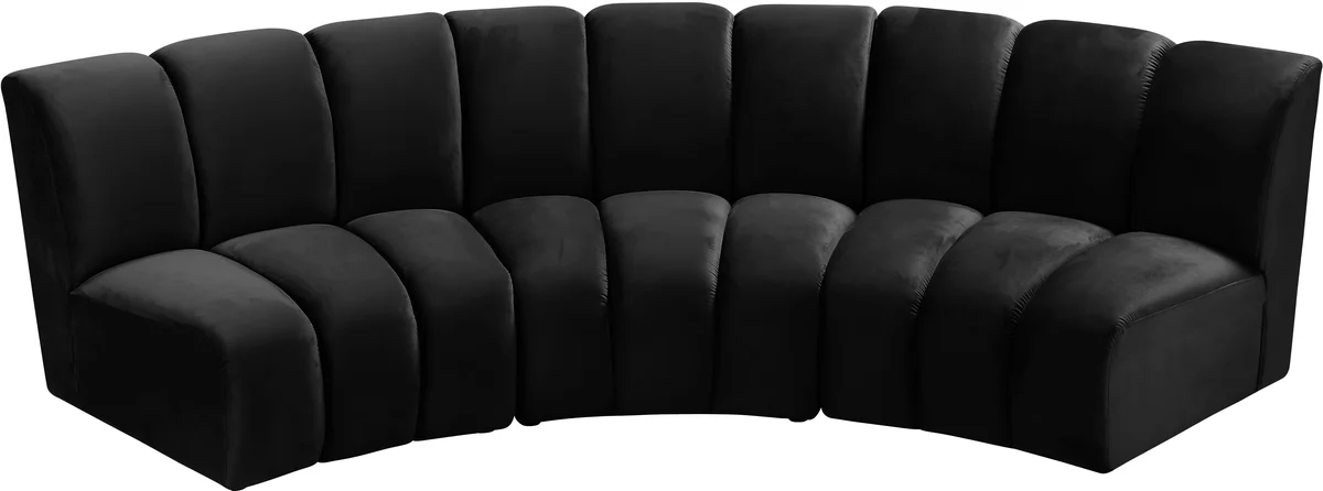 Infinity - 3 Piece Modular Sectional - Fabric - Black