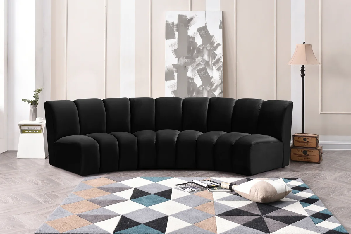 Infinity - 3 Piece Modular Sectional - Fabric - Black - View 2