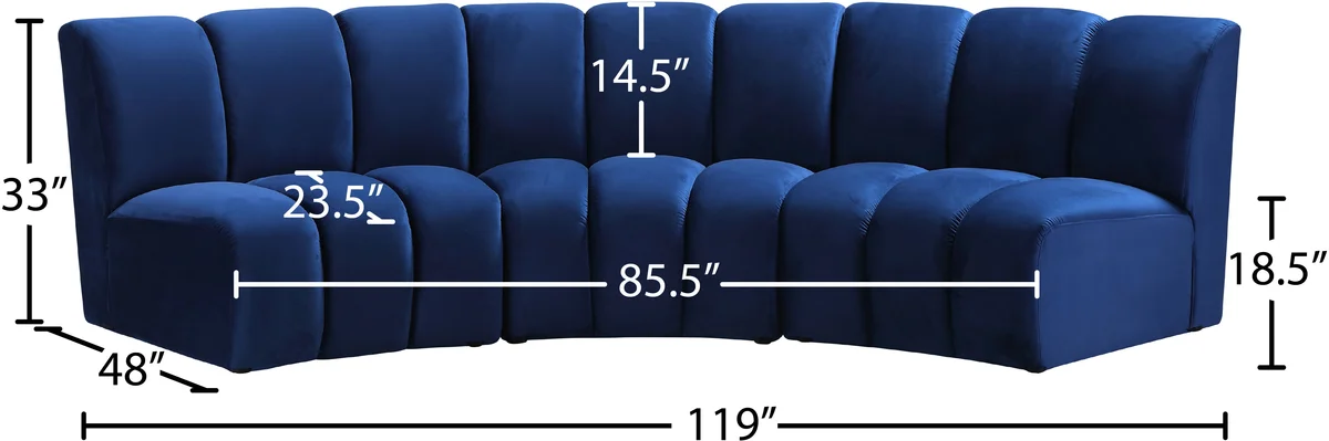 Infinity - 3 Piece Modular Sectional - Navy