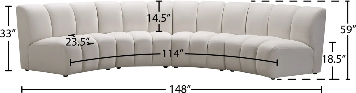 Infinity - 4 Piece Modular Sectional - Fabric - Cream