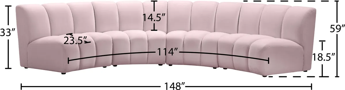 Infinity - 4 Piece Modular Sectional - Pink