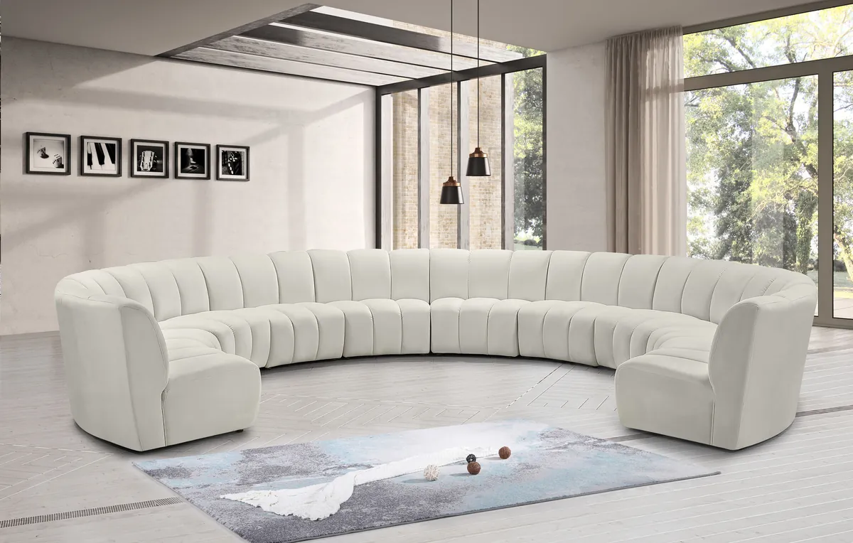 Infinity - 10 Piece Modular Sectional - Fabric - Cream - View 2