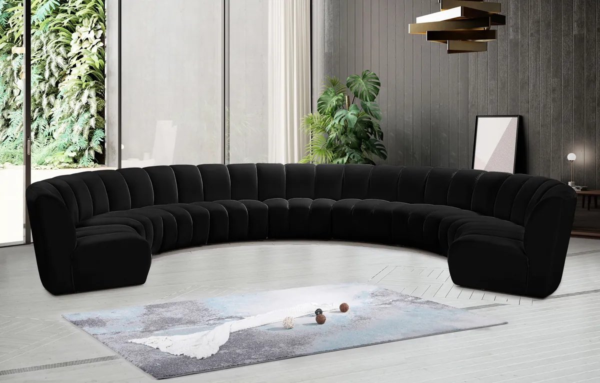 Infinity - 9 Piece Modular Sectional - Fabric - Black - View 2
