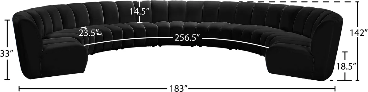 Infinity - 9 Piece Modular Sectional - Fabric - Black