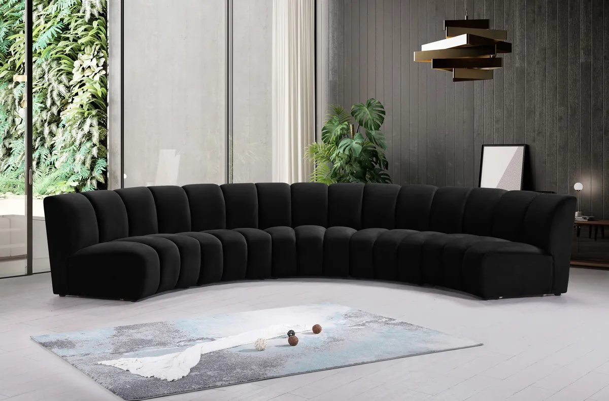 Infinity - 5 Piece Modular Sectional - Fabric - Black - View 2
