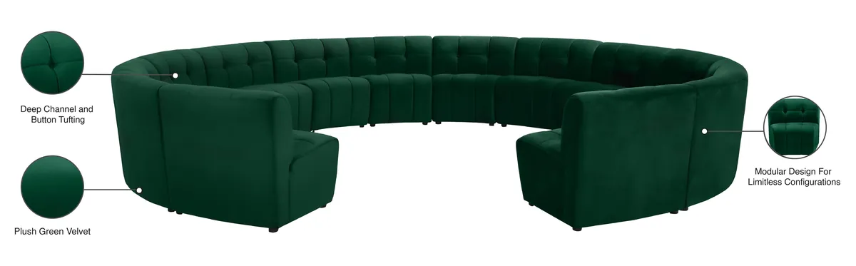Limitless - 14 Piece Modular Sectional - Green