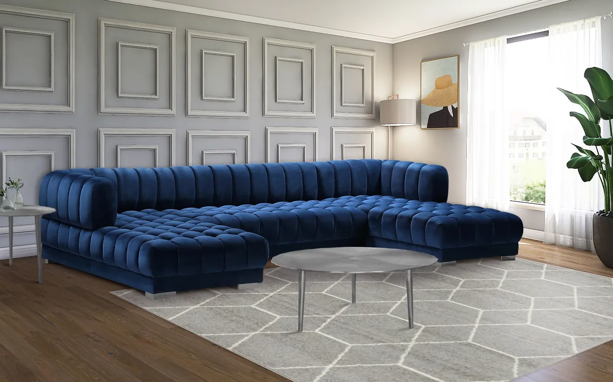 Gwen - 3 Piece Sectional - Navy