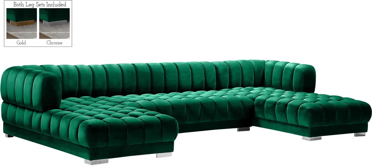 Gwen - 3 Piece Sectional - Green - View 2