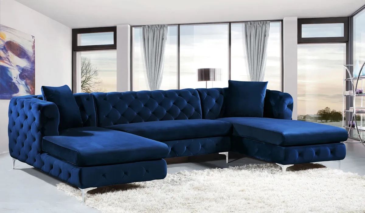 Gail - 3 Piece Sectional - Navy - View 2