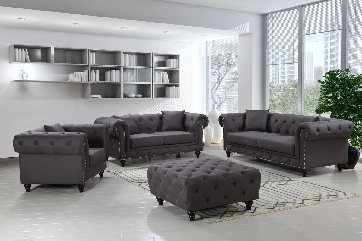 Chesterfield - Ottoman - Gray - View 2