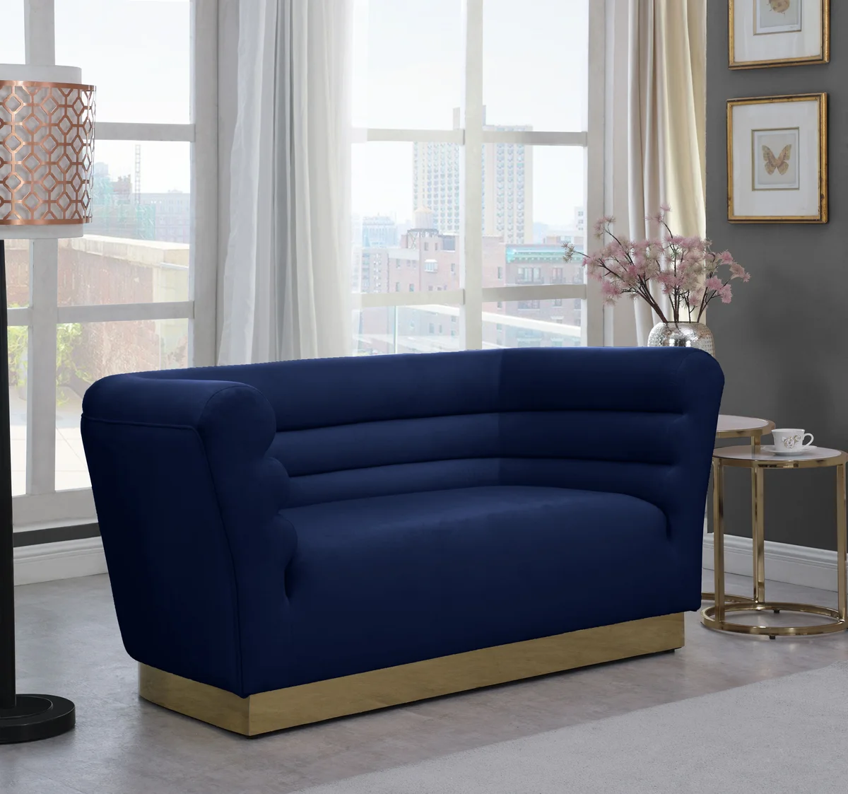 Bellini - Loveseat - Navy - View 2
