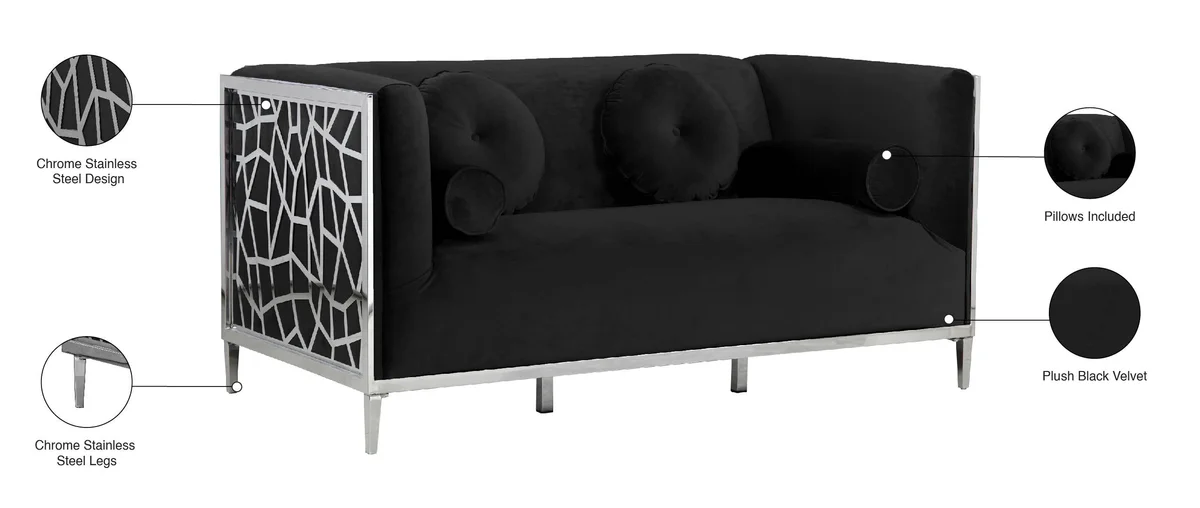 Opal - Loveseat - Black