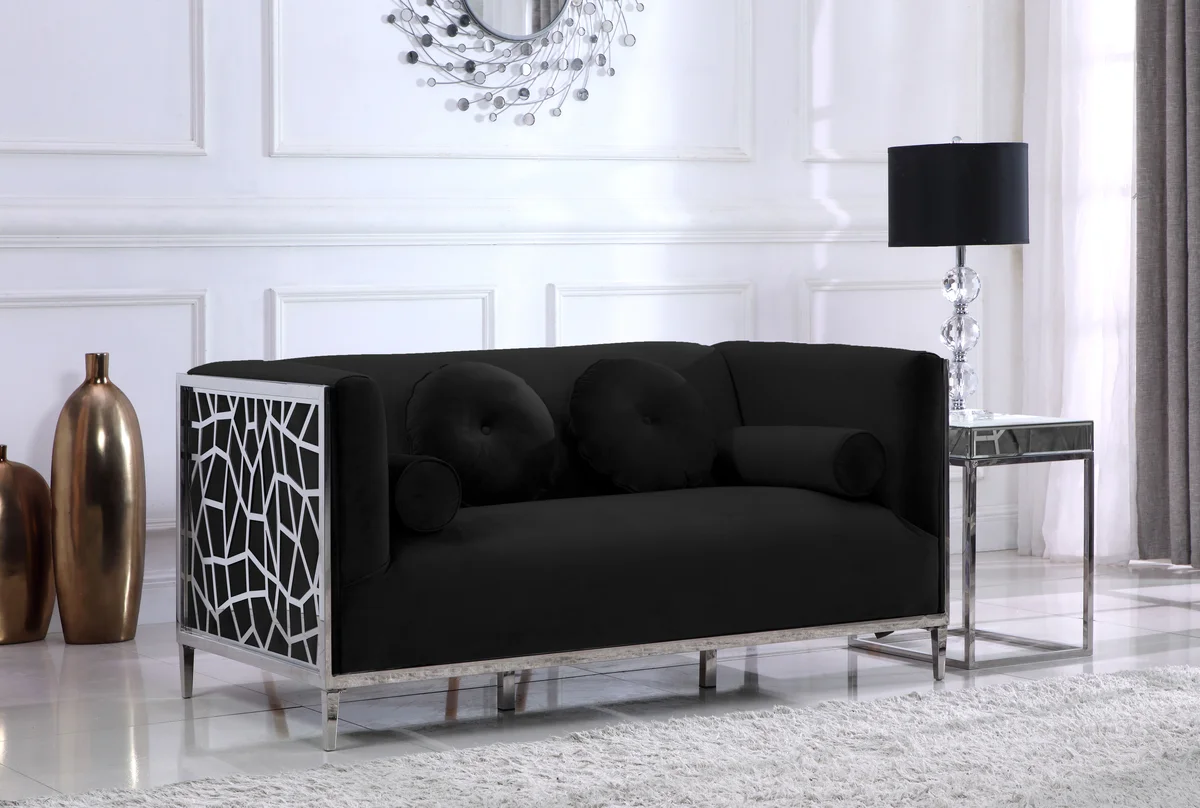 Opal - Loveseat - Black - View 2