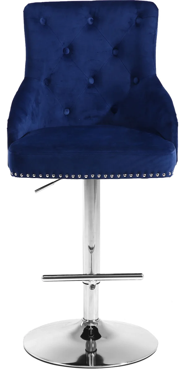 Claude - Adjustable Stool Swivel - Navy - Fabric