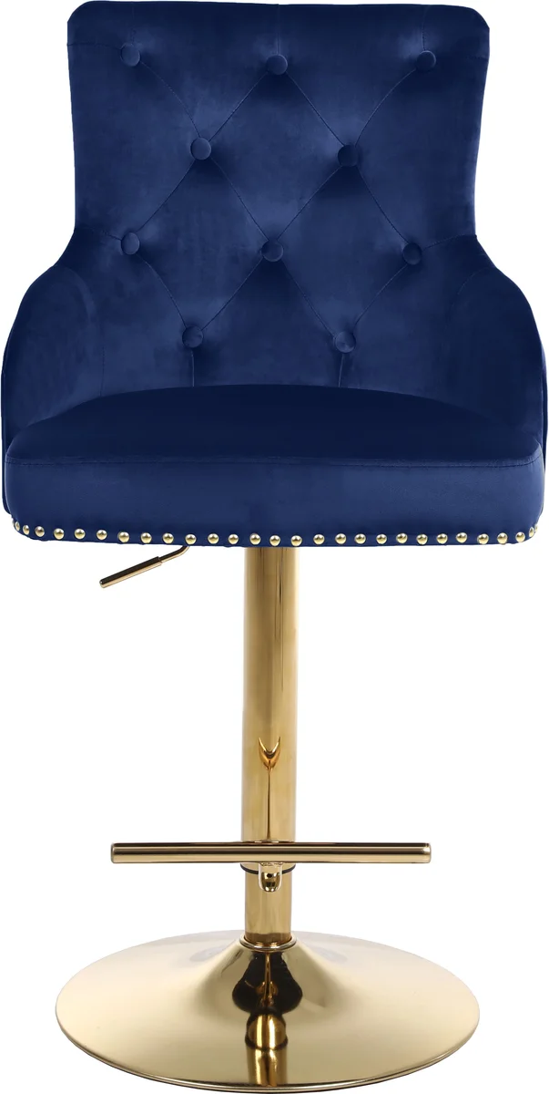 Claude - Adjustable Stool Gold Swivel - Navy