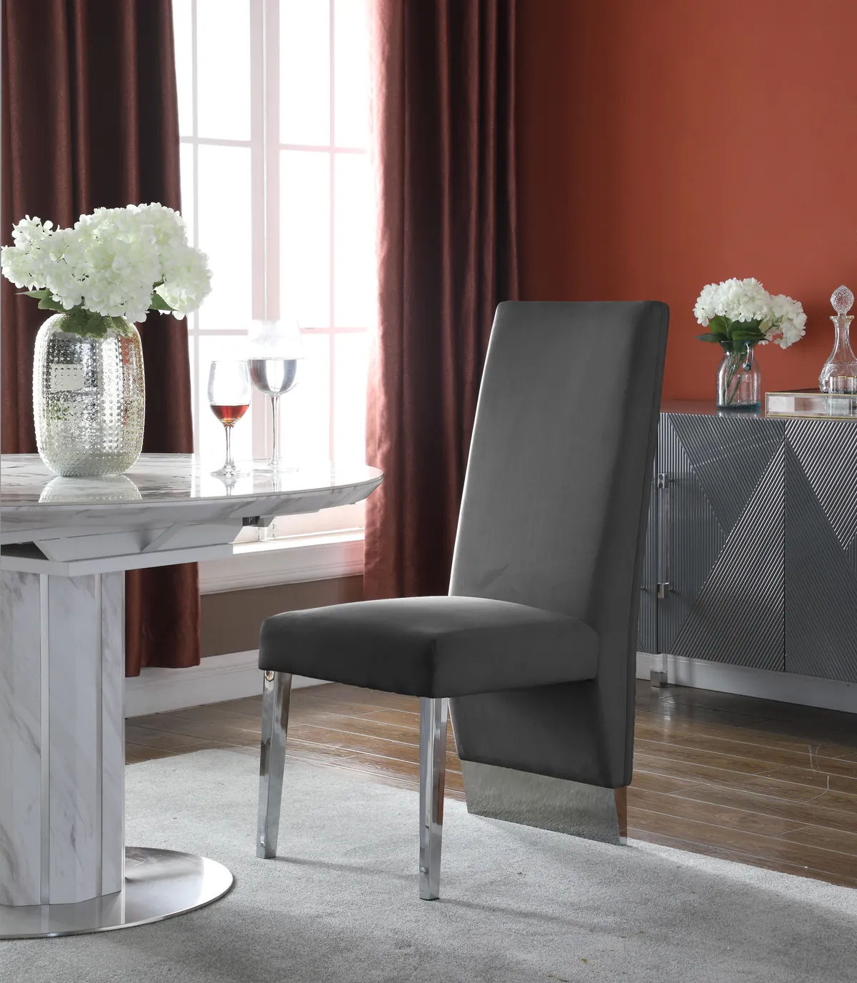 Porsha - Dining Chair (Set of 2) - Gray - Fabric - View 2