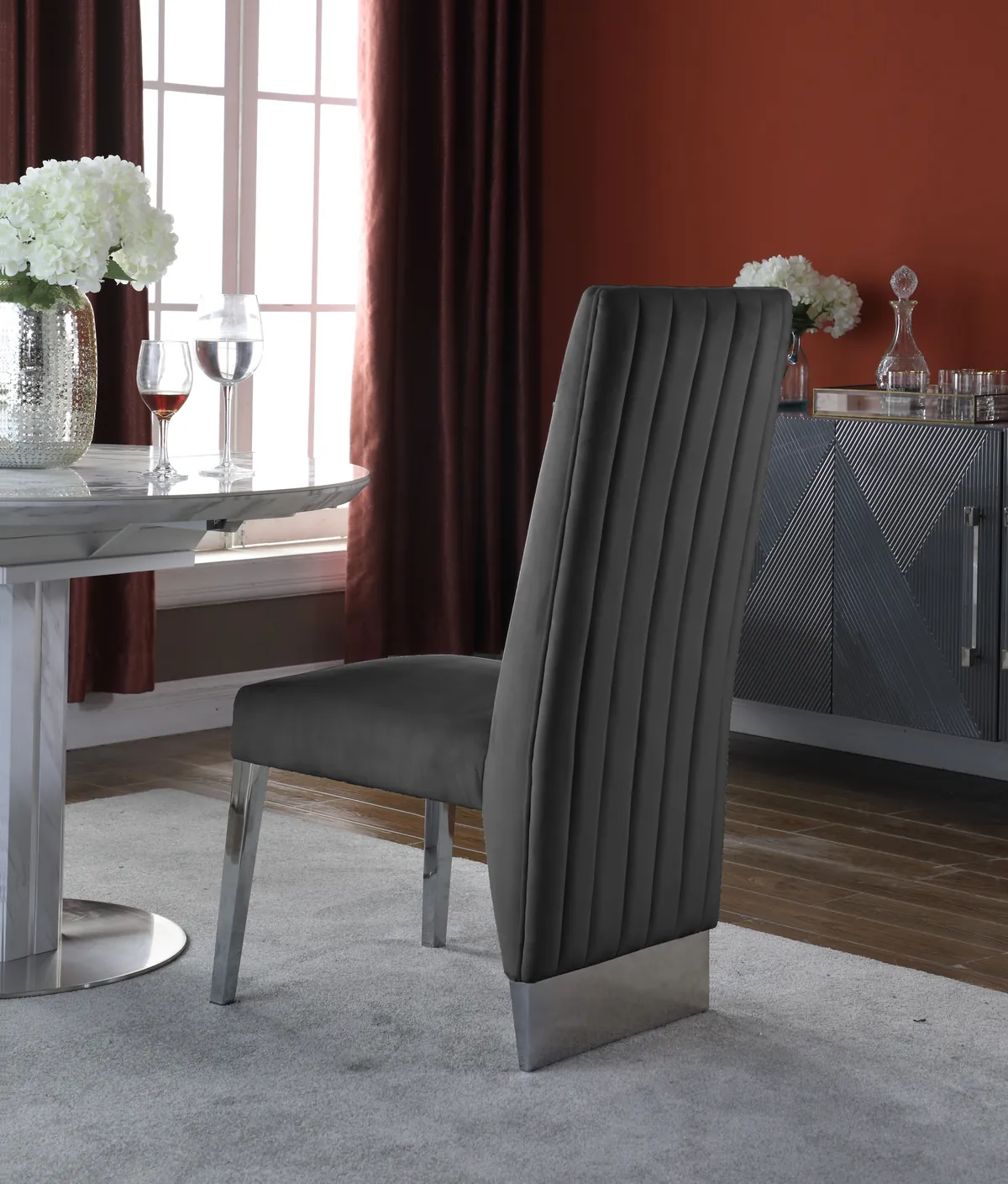 Porsha - Dining Chair (Set of 2) - Gray - Fabric