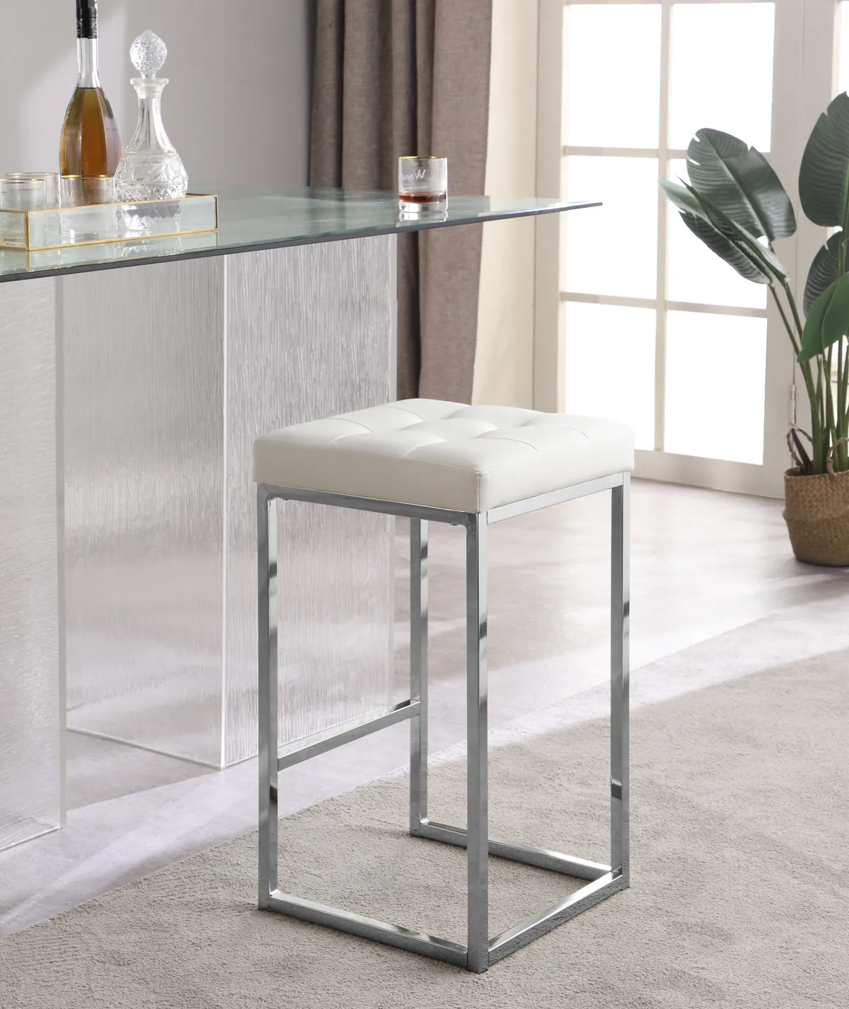 Nicola - Stool (Set of 2) - White - Faux Leather