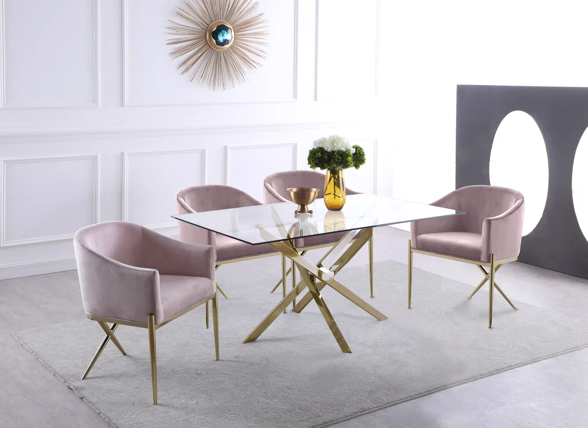Xander - Dining Table - Fabric - Gold
