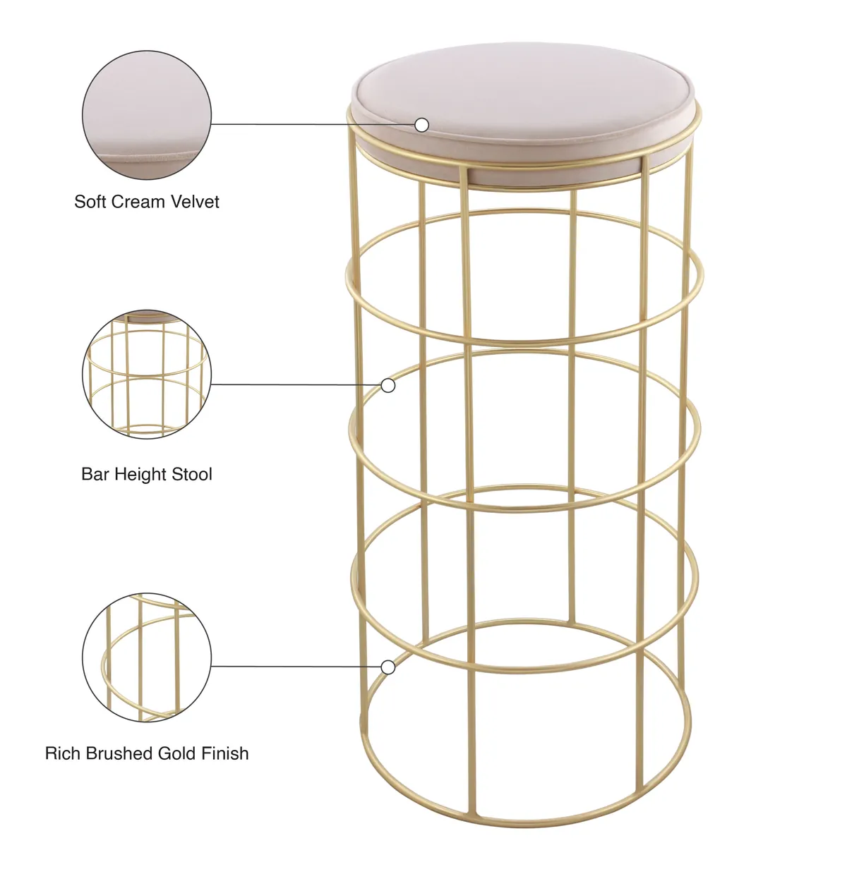 Rebar - Bar Stool - Cream