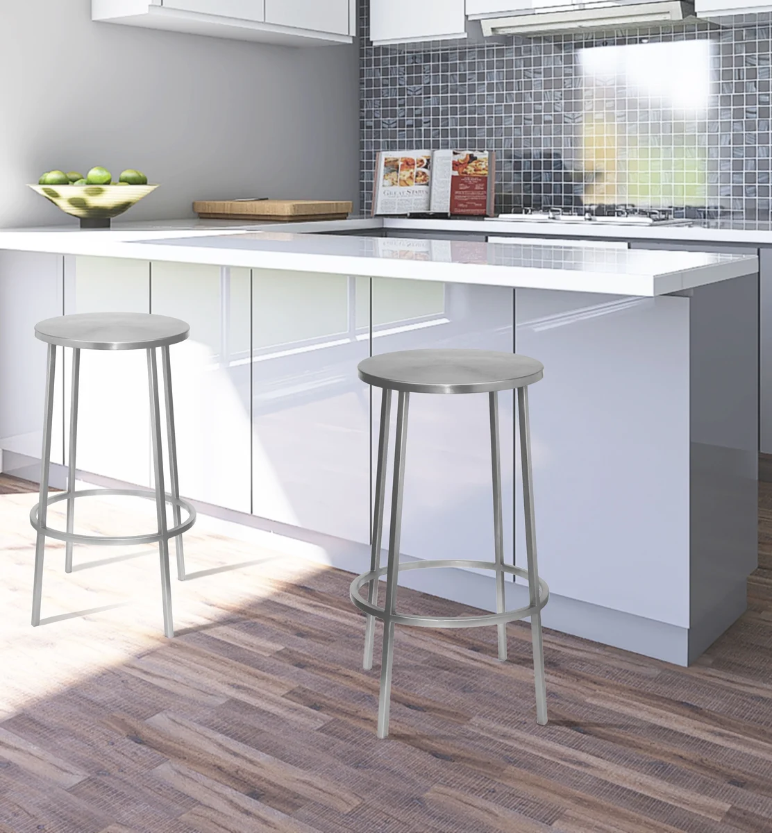 Tyson - Counter Stool - Silver - View 2