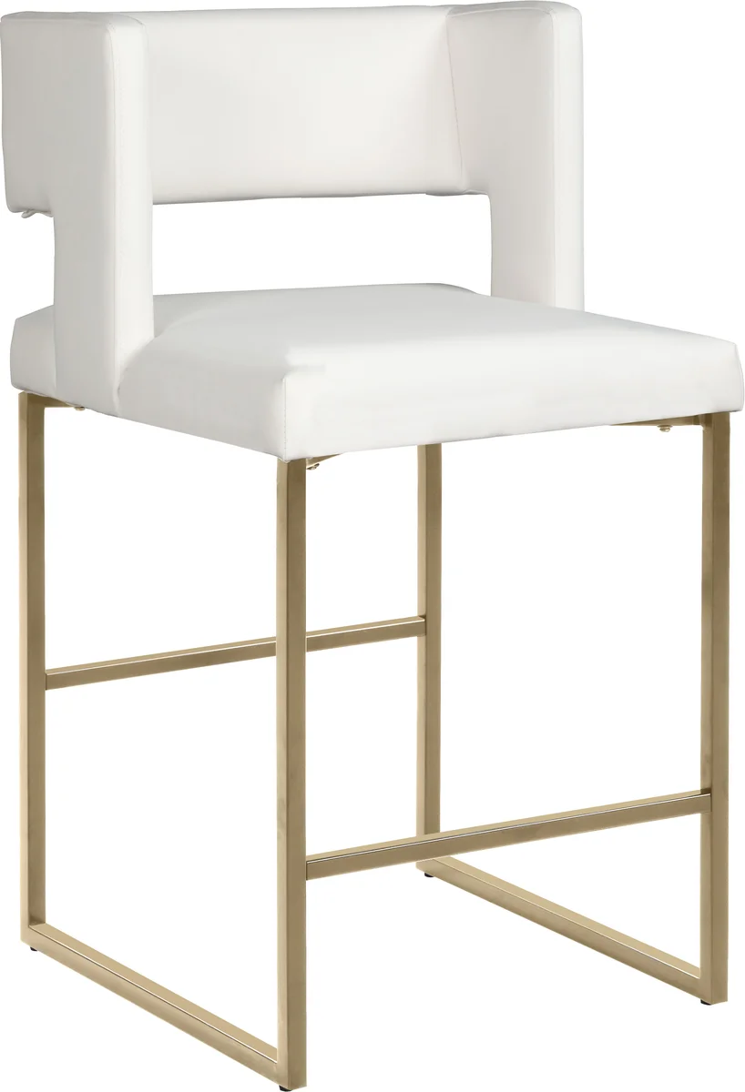 Caleb - Counter Stool (Set of 2) - White - Faux Leather