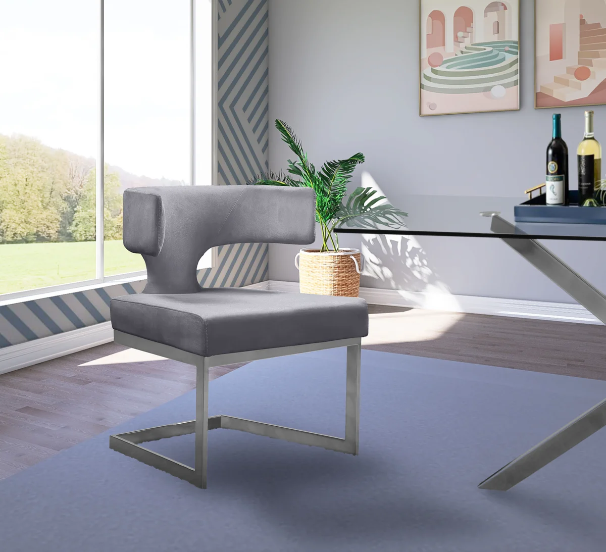 Alexandra - Dining Chair - Gray - View 2